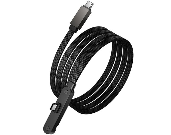 Кабель USB-C Hoco U150 Exquisite side plug and stand Type-C to Type-C (36W/1,2m) Black