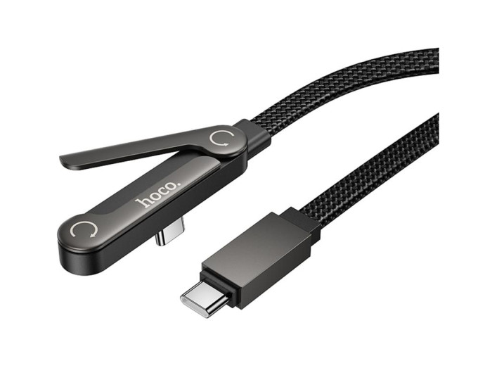 Кабель USB-C Hoco U150 Exquisite side plug and stand Type-C to Type-C (36W/1,2m) Black
