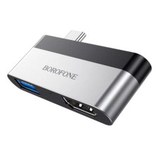 Переходник Borofone DH2 Type-C to HDMI+USB3.0 (Серебряный / Черный)