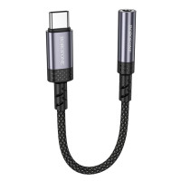 Переходник BOROFONE BV24 Graceful digital audio converter cable Type-C to 3.5mm, серый металик