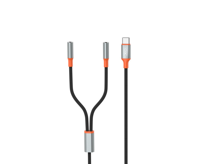 Переходник XO NB-R269B Couple Cable Type-c to Dual 3.5 Female Adapter 1.2m, черный