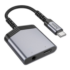 Переходник Hoco LS39 Type-C to Type-C + 3.5, черный