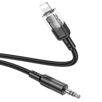 Переходник Hoco UPA27 Spirit Transparent Digital Audio Conversion Cable Lightning 1.2m, черный