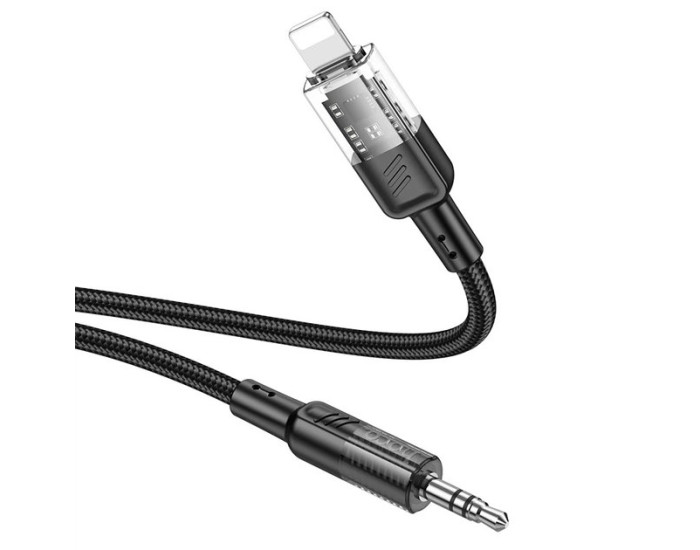 Переходник Hoco UPA27 Spirit Transparent Digital Audio Conversion Cable Lightning 1.2m, черный