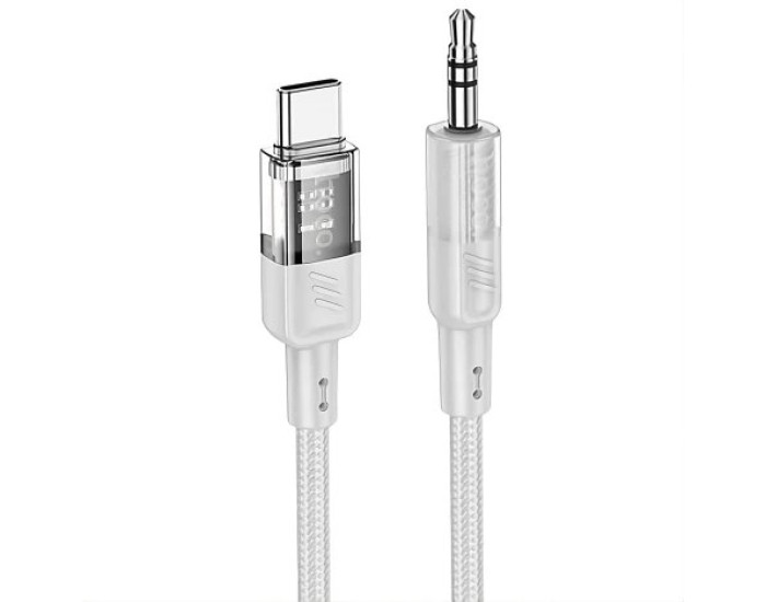 Переходник Hoco UPA27 Spirit Transparent Digital Audio Conversion Cable Type-C 1.2m, серый