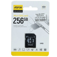 Карта пам'яті Aspor MicroSDHC 256GB UHS-III (Class 10) + SD adapter