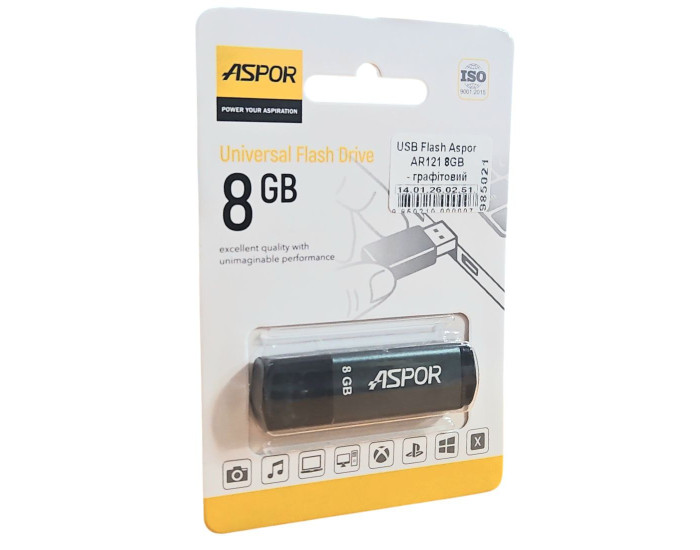 Флешка USB 3.0 Aspor 8GB AR121, графит