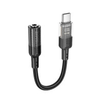Переходник Hoco LS37 Spirit transparent Digital Audio Converter Type-C to 3.5mm, черный