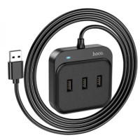 Переходник-адаптер Hoco HB31 Easy 4-in-1 converter(USB to USB2.0*4) 0.2m. Black