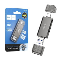 Адаптер Картрідер Hoco HB39 USB/Type-C 3.0 High-speed card reader, Metal Gray