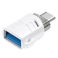Перехідник OTG XO NB256B USB female to Type-c (with lanyard) White