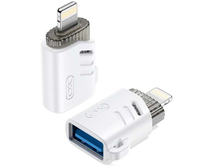 Переходник OTG XO NB256A USB-A female to Lightning (with lanyard) белый