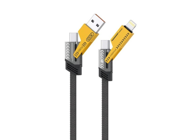 Кабель USB XO NB283 4-in-1 Braided Flat Cable/Data Cable (Black)