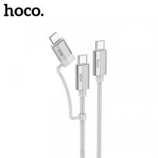 Кабель USB Hoco U134 Primero 2-in-1 charging data cable (Type-C to Type-C/Lightning) (3A/1.2m) Gray