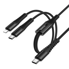 Кабель USB Hoco X123 Victory 2-in-1 (Type-C to Lightning + Type-C) 1m, черный