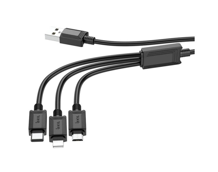 Кабель USB Hoco X74 3-in-1 charging cable (Micro/Lightning/Type-C) (2A/1m) Black