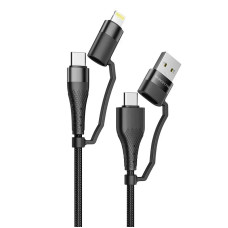 Кабель USB Borofone BU28 4-in-1multi-energy charging data cable (USB/Type-C Lightning/Type-C) (3A/1,2m) Black