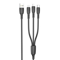 Кабель USB Borofone BX71 3-in-1 Easy Charging Cable (Lightning to Micro to Type-C) (2A/1m) black
