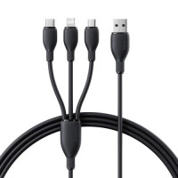 Кабель USB Baseus Ultra-Fast 3in1 Fast Charging Cable USB to M+L+C (3.5A/0.8m) Black (P10376303121-01)