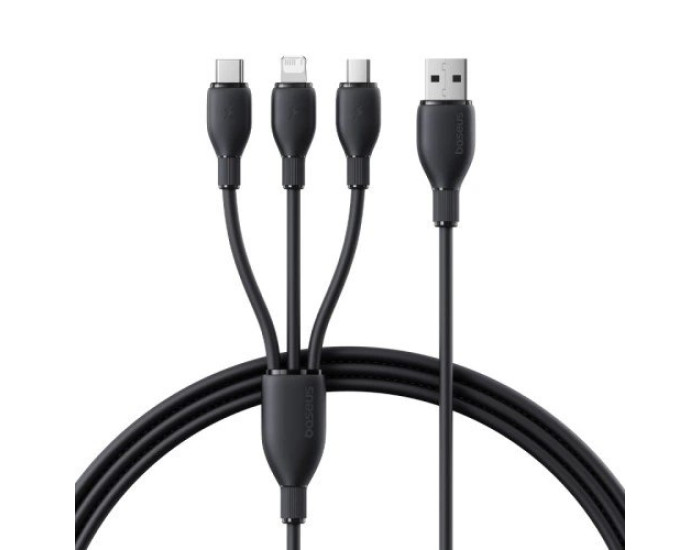 Кабель USB Baseus Ultra-Fast 3in1 Fast Charging Cable USB to M+L+C (3.5A/0.8m) Black (P10376303121-01)