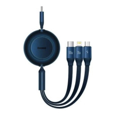Кабель USB Baseus Bright Mirror 2 Series Retractable 3-in-1 Type-C to M+L+C (100W/1.1m) Blue (CAMJ010203)