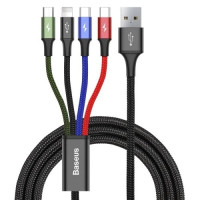 Кабель USB Baseus Fast 4-in-1 Cable Lightning + Type-C (2) + Micro (3.5A/1.2M) Black (CA1T4-B01)