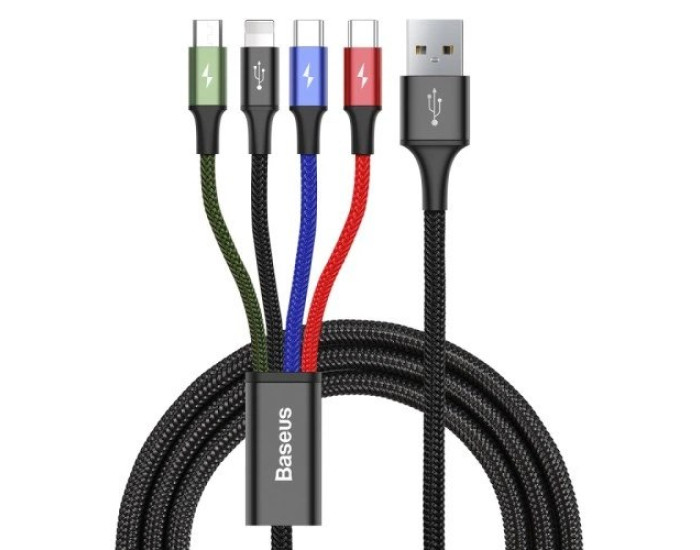 Кабель USB Baseus Fast 4-in-1 Cable Lightning + Type-C (2) + Micro (3.5A/1.2M) Black (CA1T4-B01)