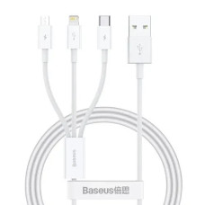 Кабель USB Baseus Superior Series Fast Charging Data Cable USB to M+L+C (3.5A 1.5m) Білий (CAMLTYS-02)