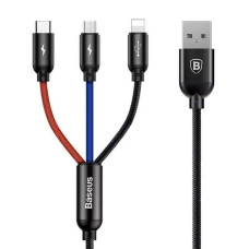 Кабель USB Baseus Three Primary Colors 3-in-1 (MicroUSB/Lightning/Type-C) 0.3m Black