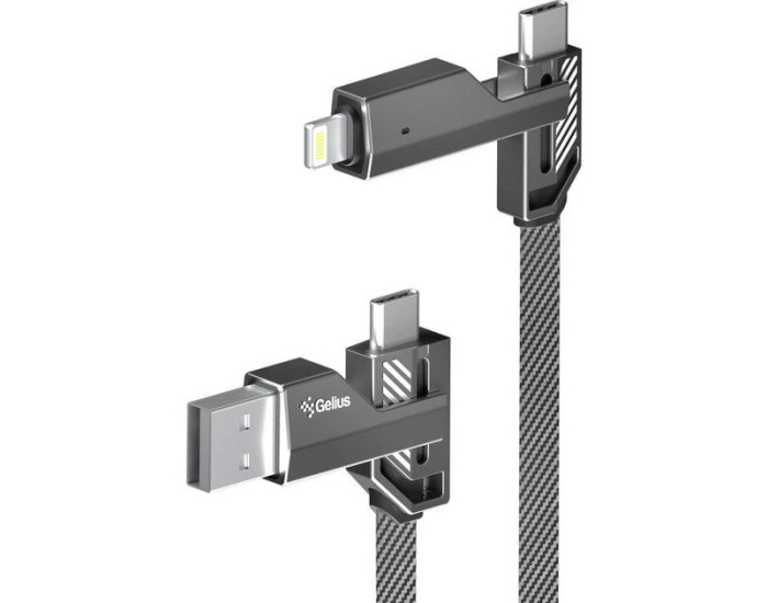 Кабель USB Gelius Twister 4in1 (USB-A/Type-C) to (Type-C/Lightning) 60W/1,2m (GP-UCN004)