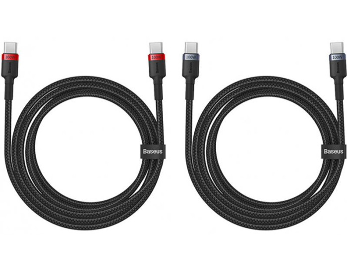 Кабель USB-C Baseus cafule Cable Type-C to Type-C (100W/2m) 2pcs Red Black+Grey Black (P10318306003-01)