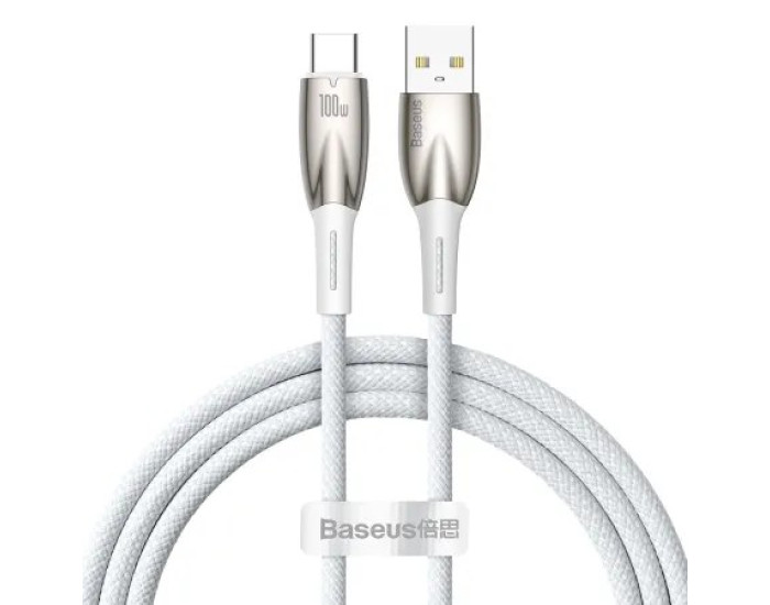 Кабель USB Baseus Glimmer Series Fast Charging USB to Type-C (100W/1m) White (CADH000402)