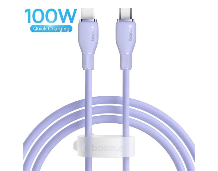 Кабель USB-C Baseus Pudding Series Fast Charging Cable Type-C to Type-C (100W/1.2m) Purple (P10355702511-00)