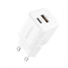 Мережеве зарядний пристрій SENTEO Z-22 USB+USB-C 3A GaN PD 20W (2Port) White