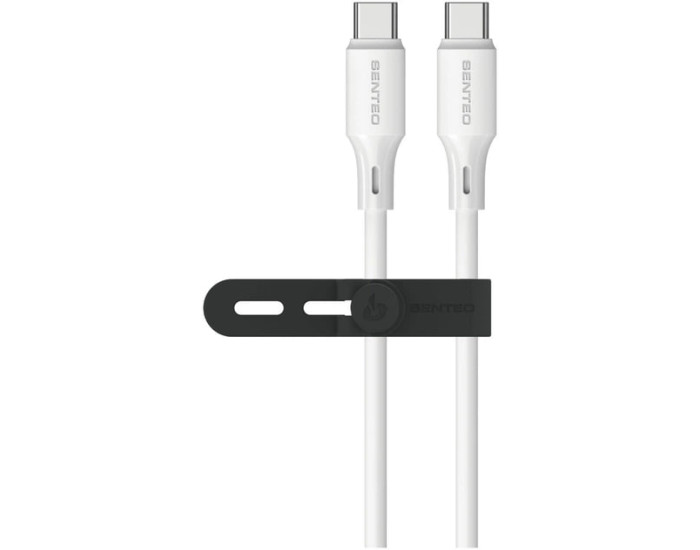 Кабель USB SENTEO SL-08 Nano Silicone 60W Type-C to Type-C 1m, Білий