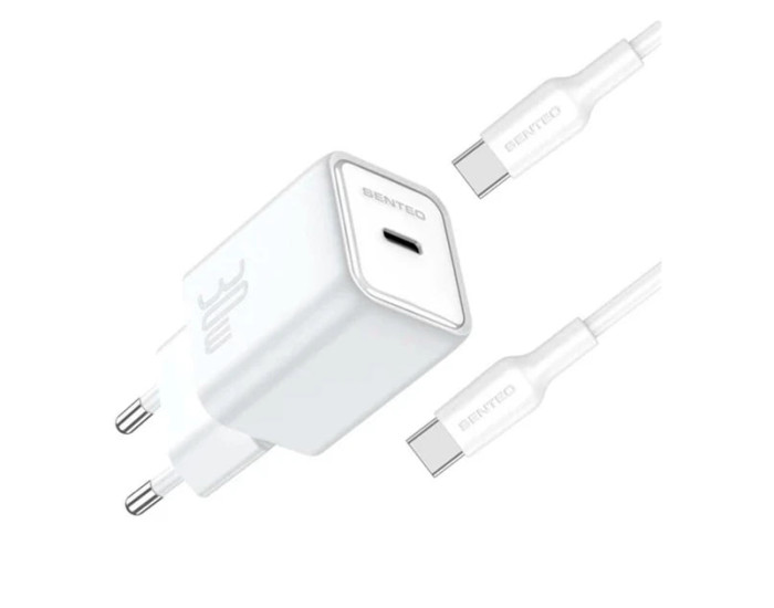 Сетевое зарядное устройство SENTEO Z-16c USB-C PD 30W Type-C to Type-C (1Port / CE сертификат) (Белый  White)