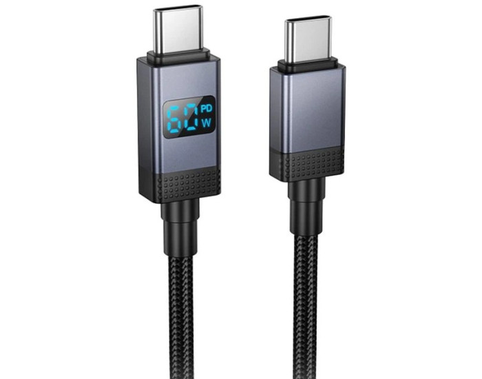 Кабель USB-C Hoco X118 Generous Fast Charging With Display Type-C to Type-C (60W/1m) Black