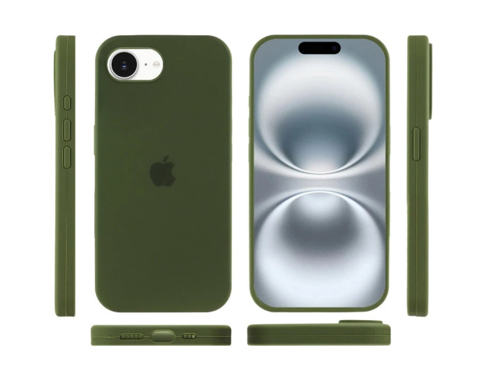Чехол-силикон оригинал Full Soft Matte iPhone 16e /17e (Зеленый / Dark Olive)