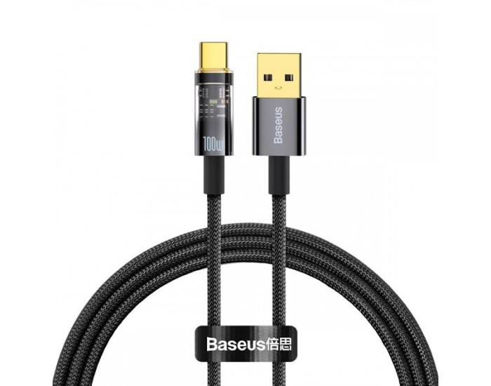 Кабель USB Baseus Explorer Series Auto Power-Off USB to Type-C (100W/1m) Black (CATS000201)