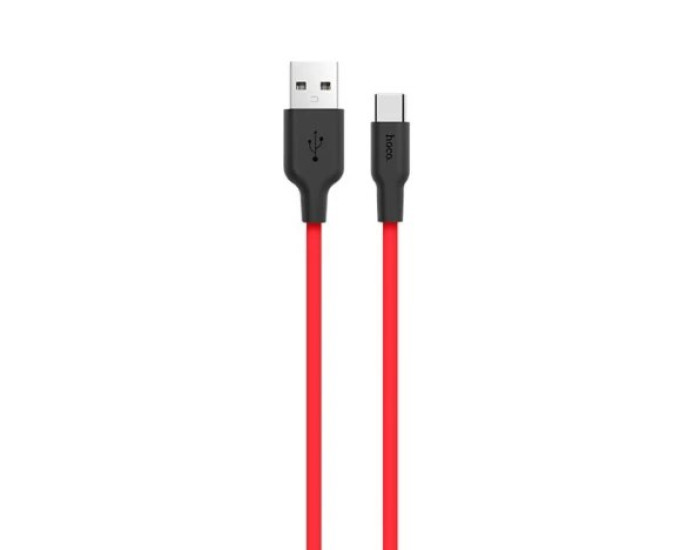 Кабель USB Hoco X21 Silicone USB to Type-C (2.1A/1m) Black/Red