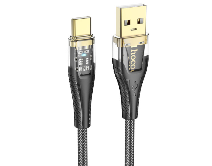 Кабель USB Hoco U121 Gold Standard Transparent Discovery Edition Charging Data Cable Type-C (1m) черный