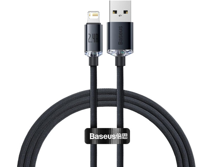 Кабель USB Baseus Crystal Shine USB to Lightning (2.4A/1.2m) Black (CAJY000001)