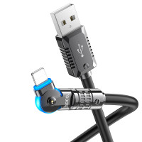 Кабель UBS Hoco U118 Triumph PD rotating charging USB to Lighting (2.4A/1.2m) Black