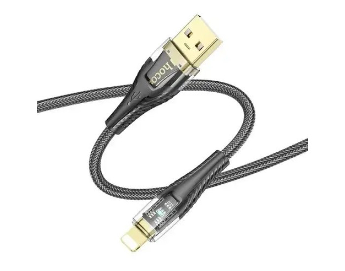 Кабель USB Hoco U121 Gold Standard Transparent Discovery Edition Charging Data Cable USB to Ligthning (2.4А/1m) Black