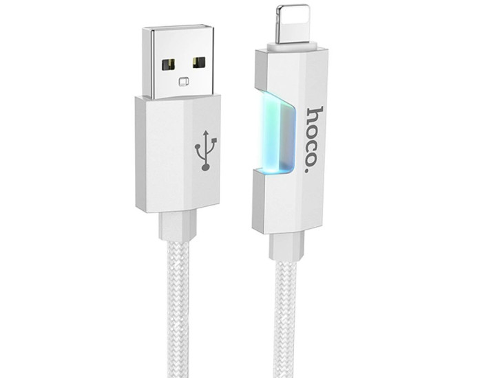 Кабель USB Hoco U123 Regent colorful USB to Lightning (2.4A/1.2m) Gray