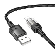 Кабель USB Hoco U129 Spirit Transparent Charging Data Cable USB to Lightning (2.4A/1.2m) Black