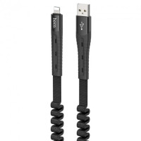 Кабель USB Hoco U78 Cotton treasure Elastic USB to Lightning (2.4A/0.8-1.2m) Black
