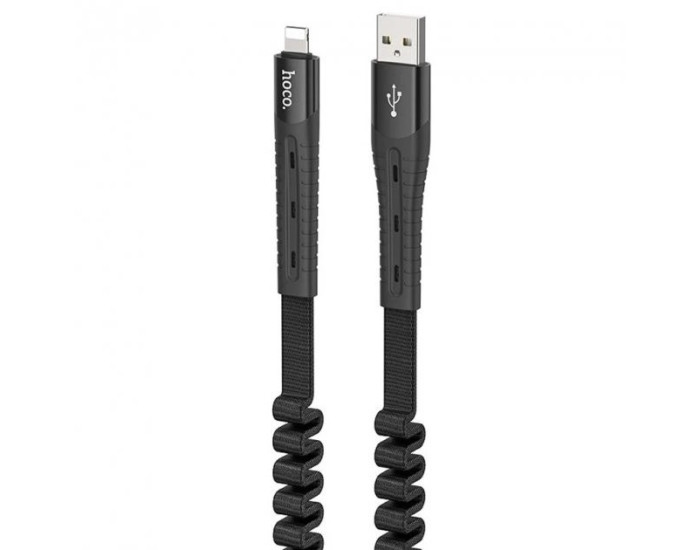 Кабель USB Hoco U78 Cotton treasure Elastic USB to Lightning (2.4A/0.8-1.2m) Black