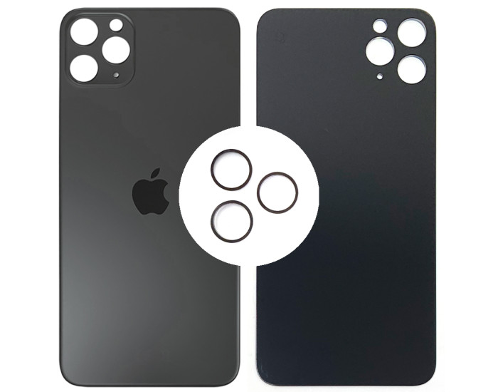 Задняя панель корпуса для iPhone 11 Pro Max, Space Grey (Small Hole) с кольцами
