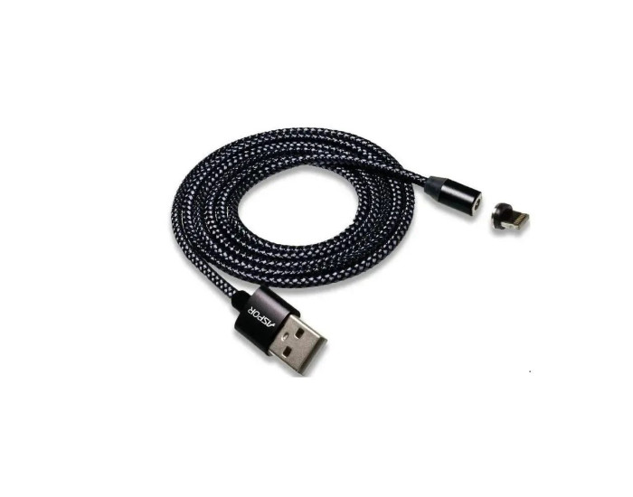 Кабель USB Aspor 360* magnetic USB to Lighting (2.4A/1.2m) Grey